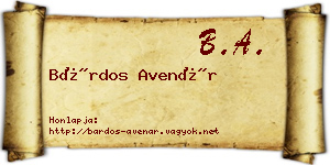 Bárdos Avenár névjegykártya